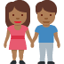 👫🏾 woman and man holding hands: medium-dark skin tone display on Twitter